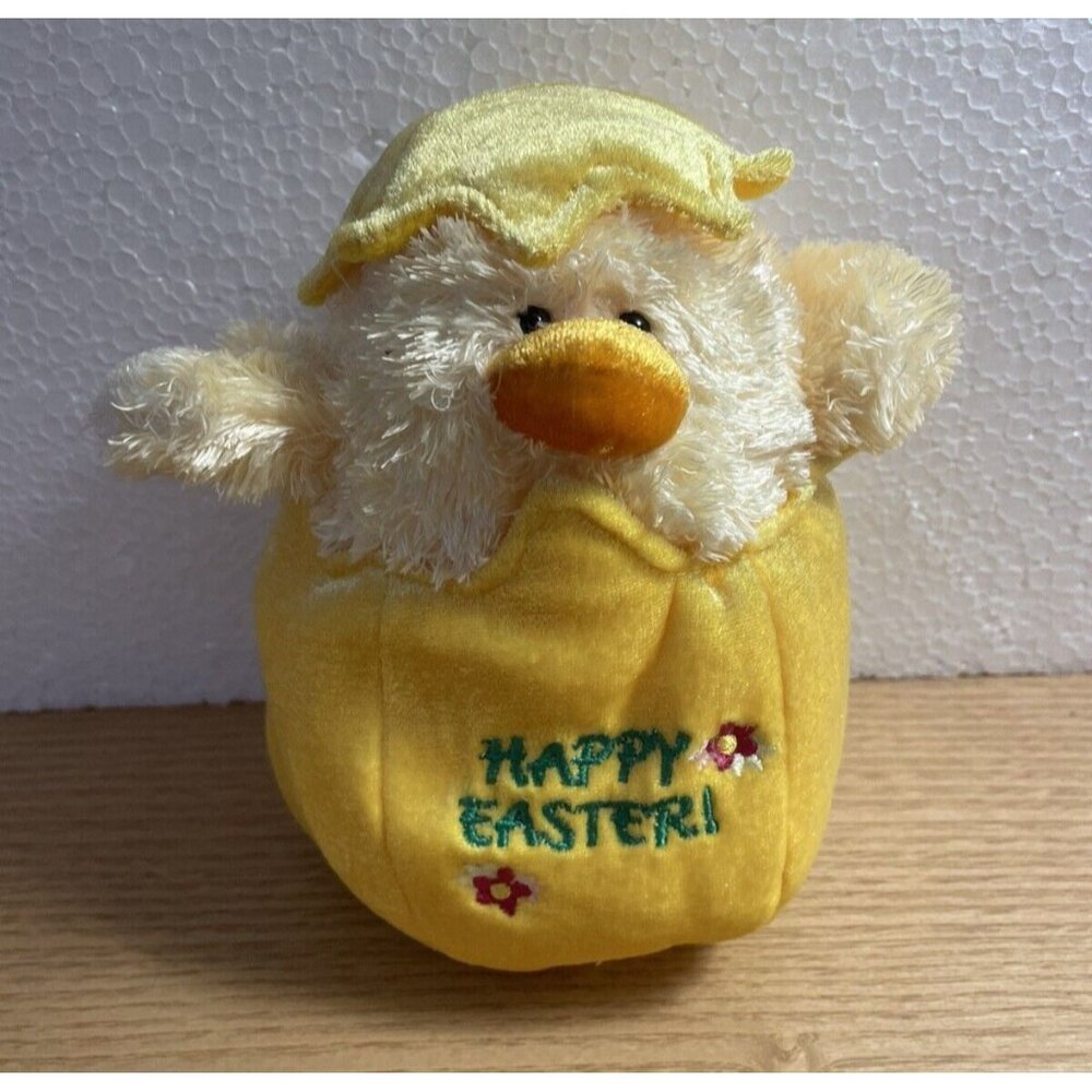 Commonwealth Hatching Egg Chick Happy Easter Plush Yellow Embroidered 8 in 2002